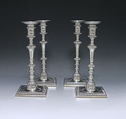 Set of Four George III Cast Silver Candlesticks 1